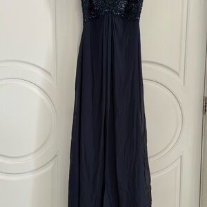 Tadashi Shoji Navy Sequin Maxi Dress